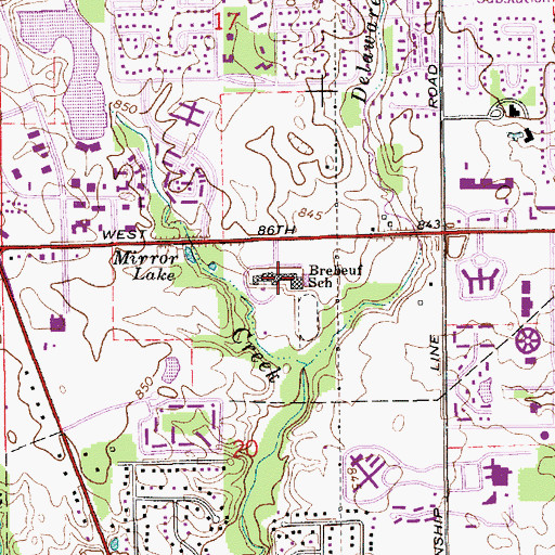 Topographic Map of Brebeuf Jesuit Preparatory School, IN