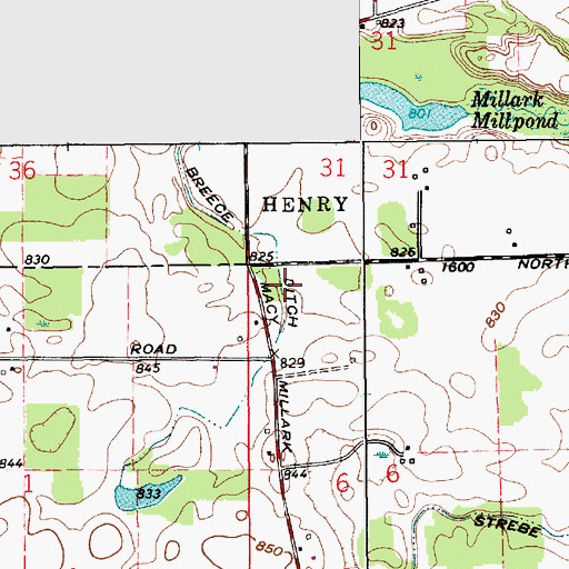 Topographic Map of Breece Ditch, IN