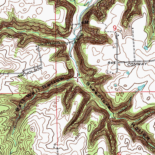 Topographic Map of Breedlove Hollow, IN