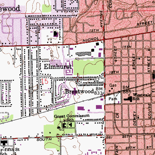 Topographic Map of Brentwood, IN