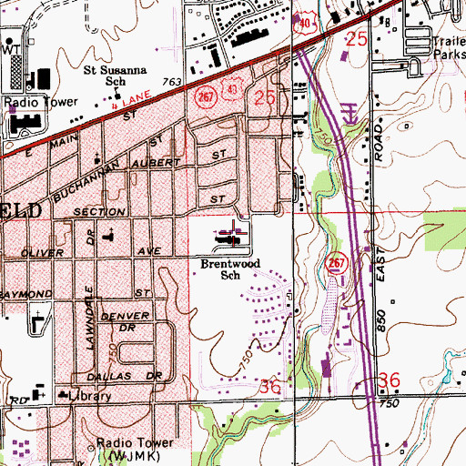 Topographic Map of Brentwood Elementary School, IN