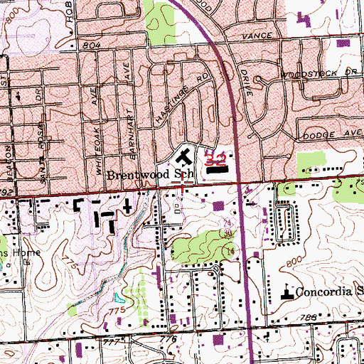 Topographic Map of Brentwood Elementary School, IN