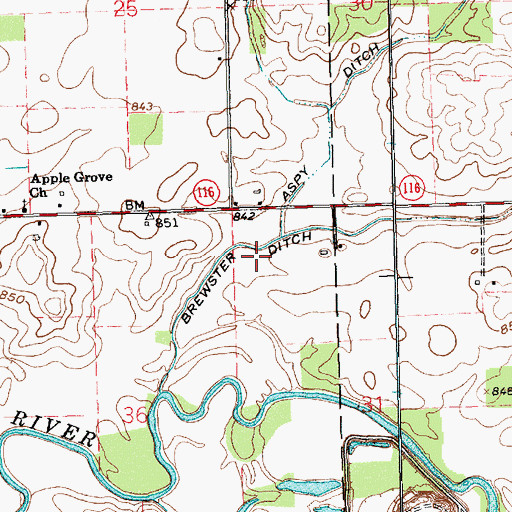 Topographic Map of Brewster Ditch, IN