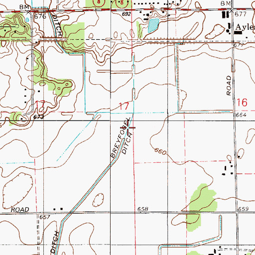 Topographic Map of Breyfogel Ditch, IN