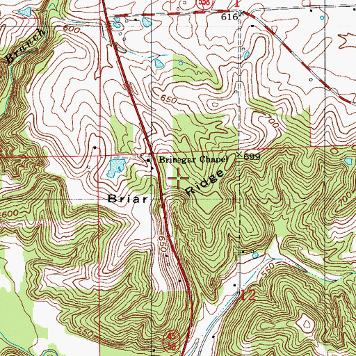 Topographic Map of Briar Ridge, IN