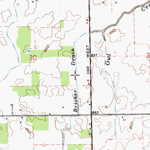 Topographic Map of Bricker Drain, IN