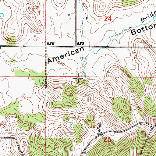 Topographic Map of Bridge Creek, IN