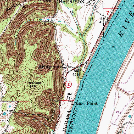Topographic Map of Bridgeport, IN