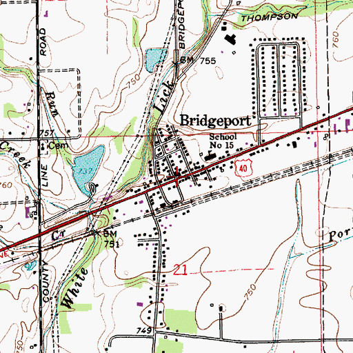 Topographic Map of Bridgeport, IN