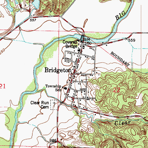 Topographic Map of Bridgeton, IN
