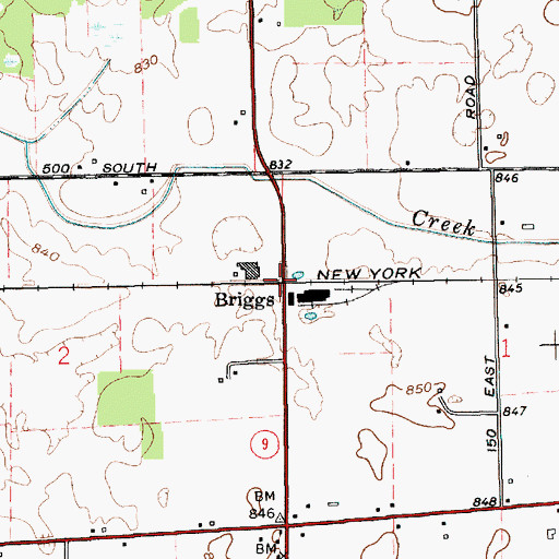 Topographic Map of Briggs, IN