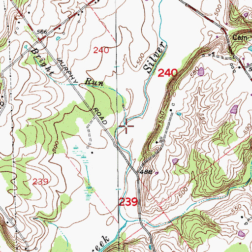 Topographic Map of Bright Run, IN