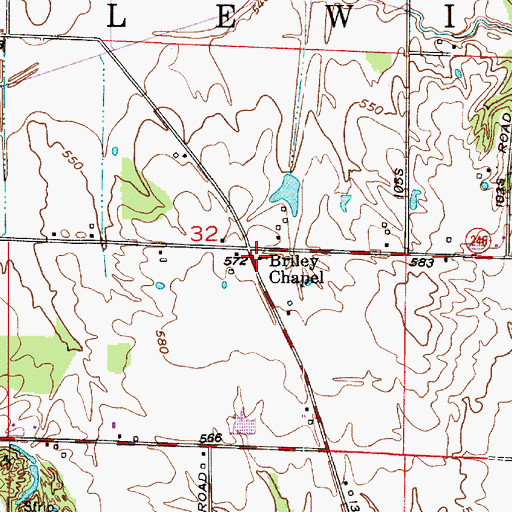 Topographic Map of Briley Chapel, IN