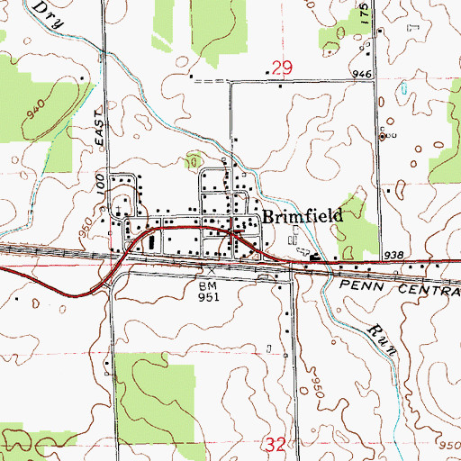 Topographic Map of Brimfield, IN