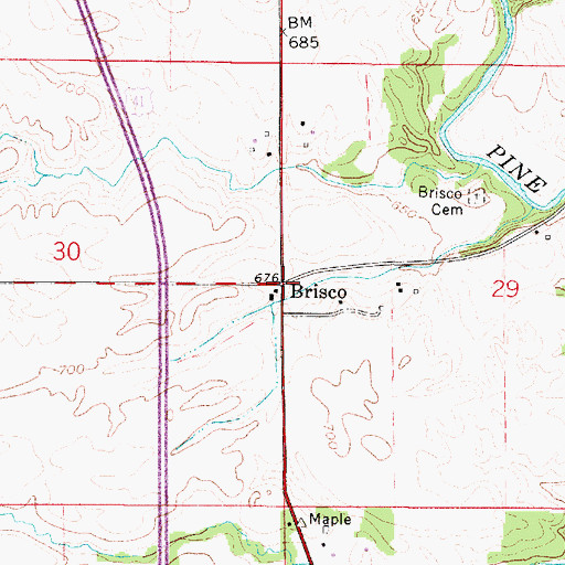 Topographic Map of Brisco, IN