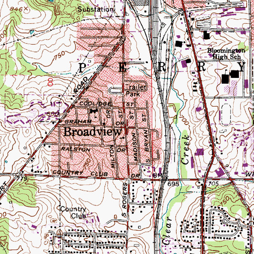 Topographic Map of Broadview, IN