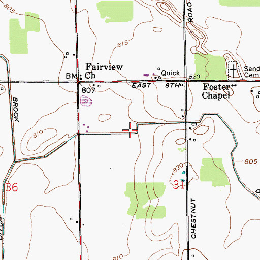 Topographic Map of Brock Ditch, IN