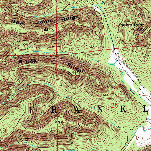 Topographic Map of Brock Ridge, IN