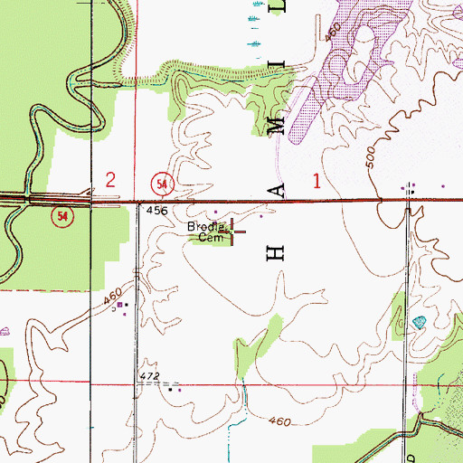 Topographic Map of Brodie Cemetery, IN