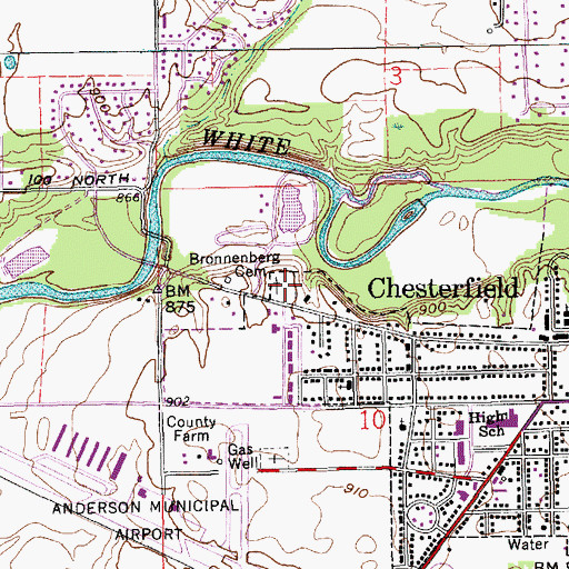 Topographic Map of Bronnenberg Cemetery, IN