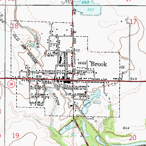 Topographic Map of Brook, IN