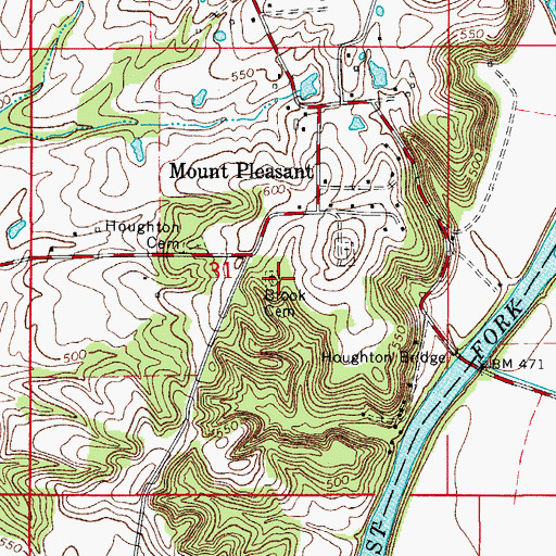 Topographic Map of Brook Cemetery, IN