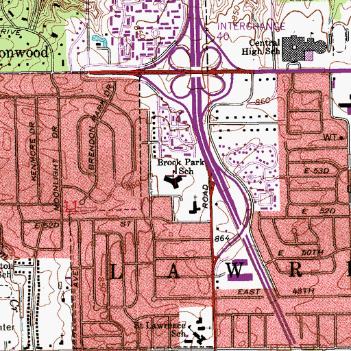 Topographic Map of Brook Park Elementary School, IN