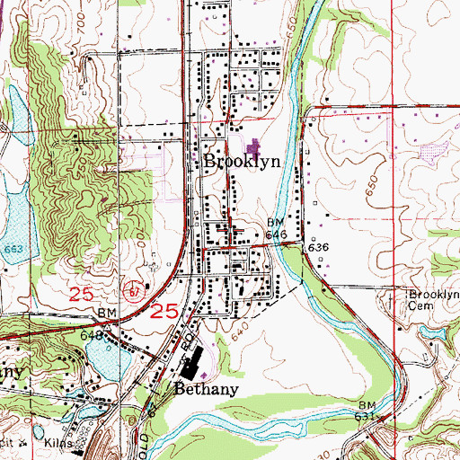 Topographic Map of Brooklyn, IN