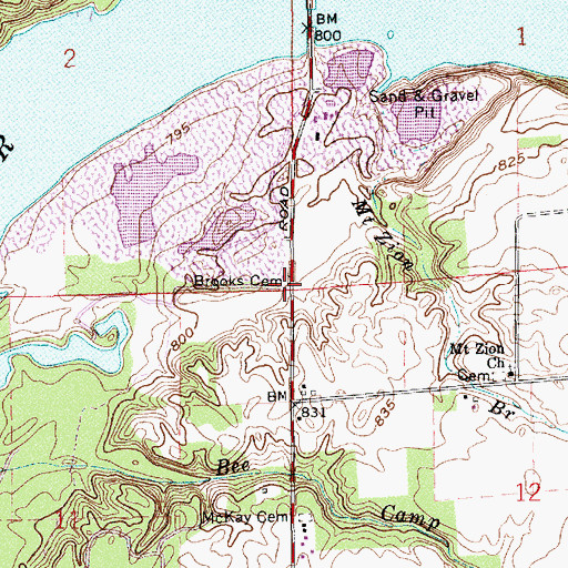 Topographic Map of Brooks Cemetery, IN
