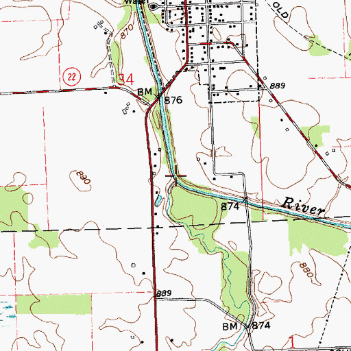 Topographic Map of Brooks Creek, IN