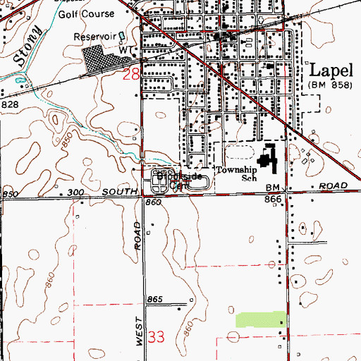 Topographic Map of Brookside Cemetery, IN