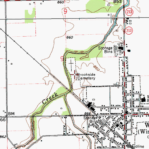 Topographic Map of Brookside Cemetery, IN
