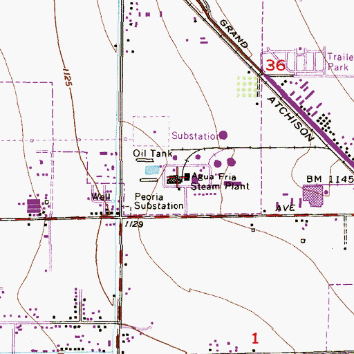 Topographic Map of Agua Fria Steam Plant, AZ