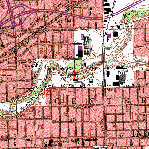 Topographic Map of Brookside Park, IN