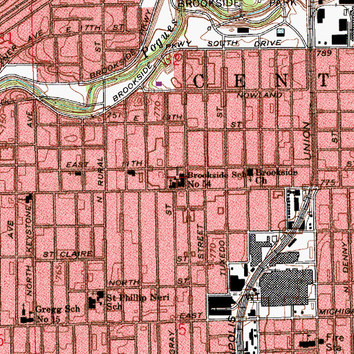 Topographic Map of Brookside Elementary School, IN