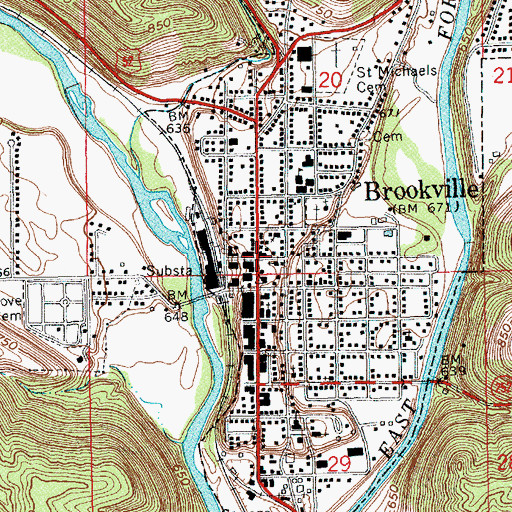 Topographic Map of Brookville, IN