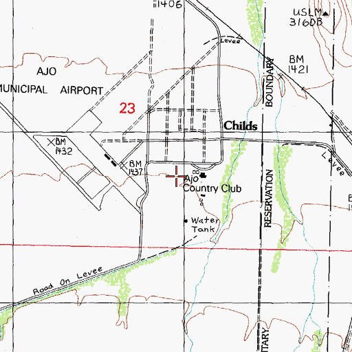 Topographic Map of Ajo Country Club, AZ