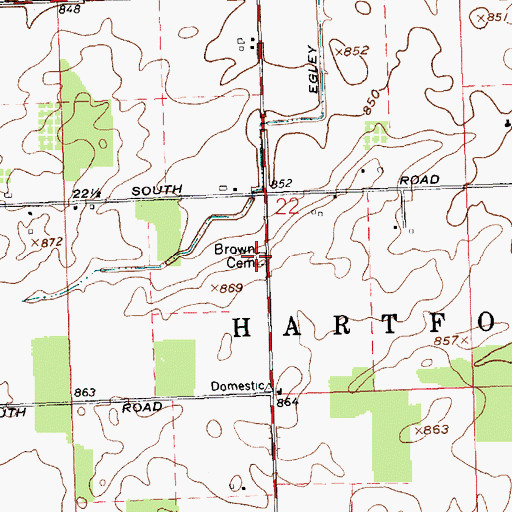 Topographic Map of Brown Cemetery, IN