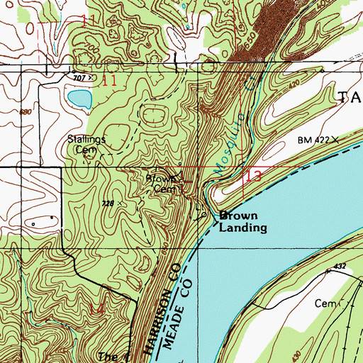 Topographic Map of Brown Cemetery, IN