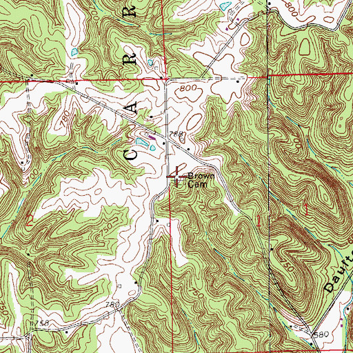 Topographic Map of Brown Cemetery, IN