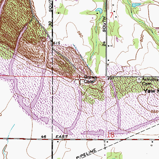 Topographic Map of Brown Cemetery, IN