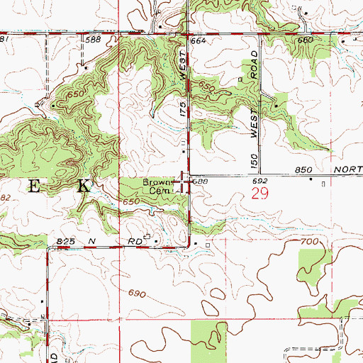 Topographic Map of Brown Church Cemetery, IN