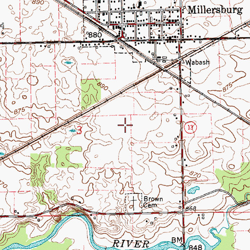 Topographic Map of Brown Cemetery, IN