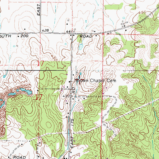 Topographic Map of Brown Chapel Cemetery, IN