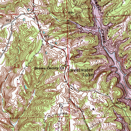 Topographic Map of Brown County Church, IN