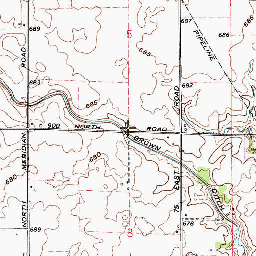 Topographic Map of Brown Ditch, IN