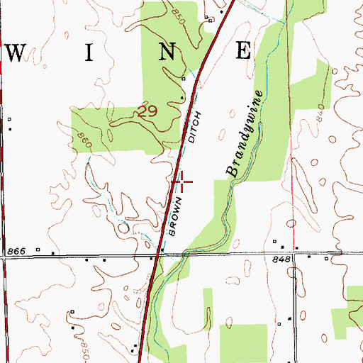 Topographic Map of Brown Ditch, IN