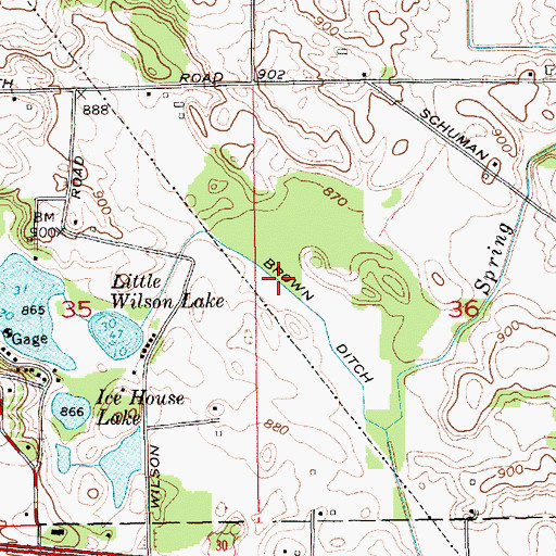 Topographic Map of Brown Ditch, IN