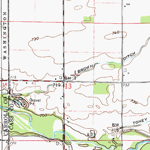 Topographic Map of Brown Ditch, IN