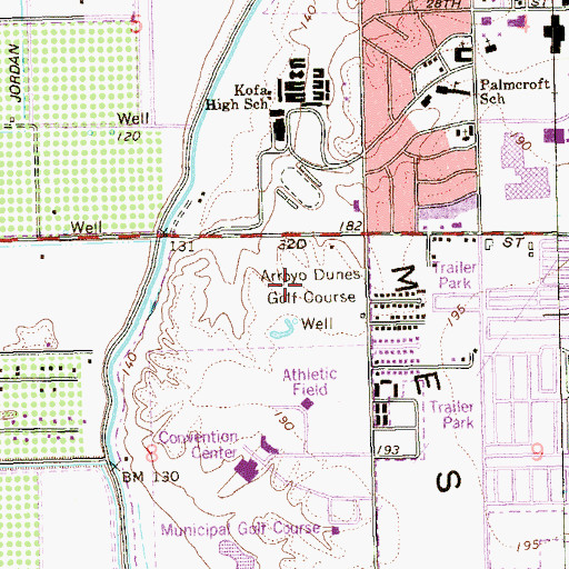 Topographic Map of Arroyo Dunes Golf Course, AZ